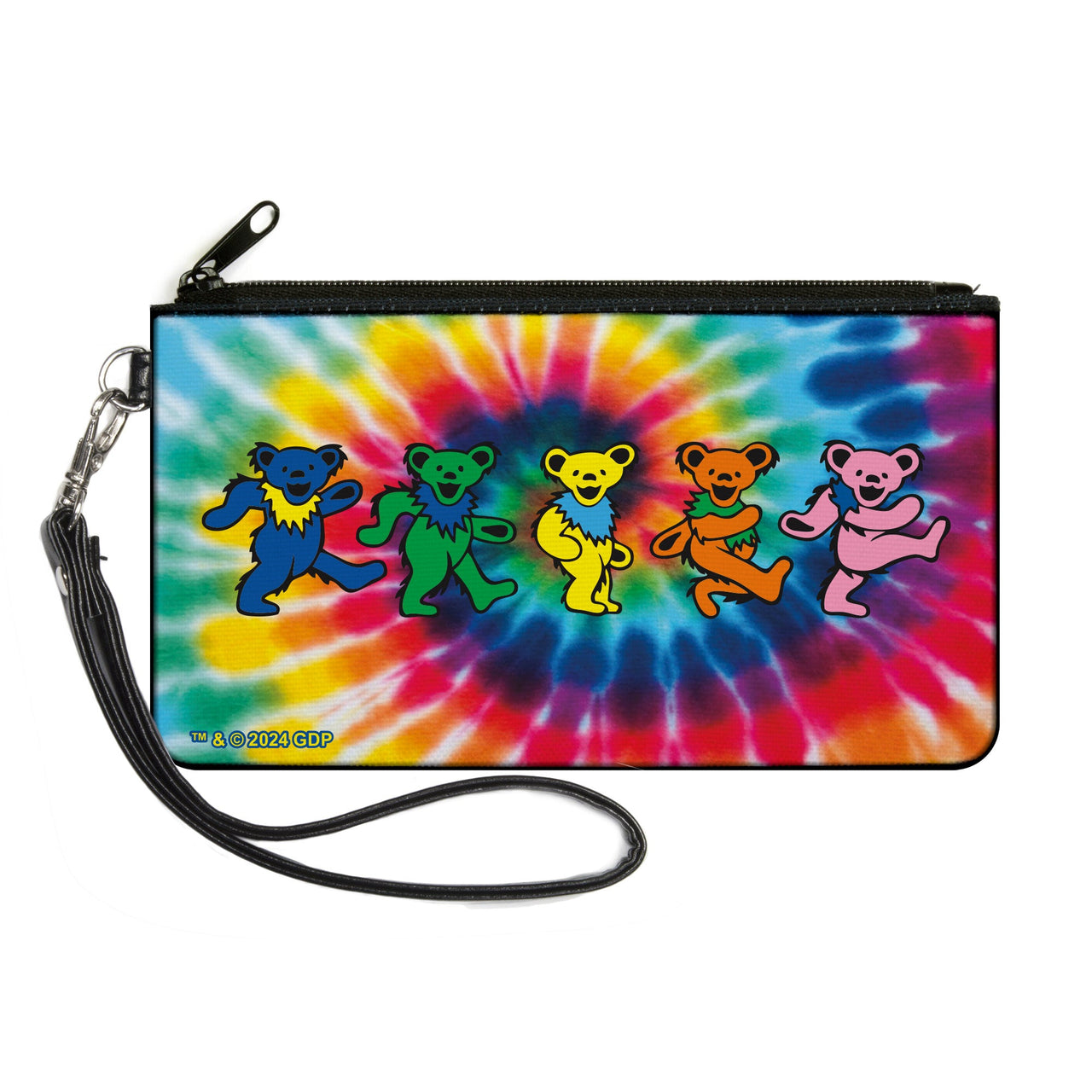 Dancing Bears Tie Dye Canvas Zipper Wallet | Large