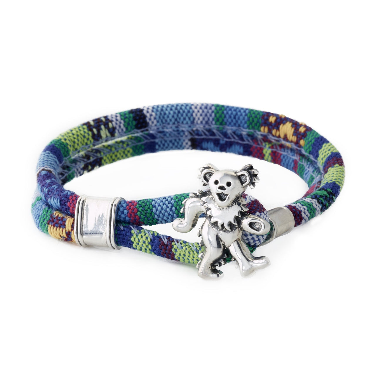 Dancing Bear Sterling Silver Cloth Rope Bracelet
