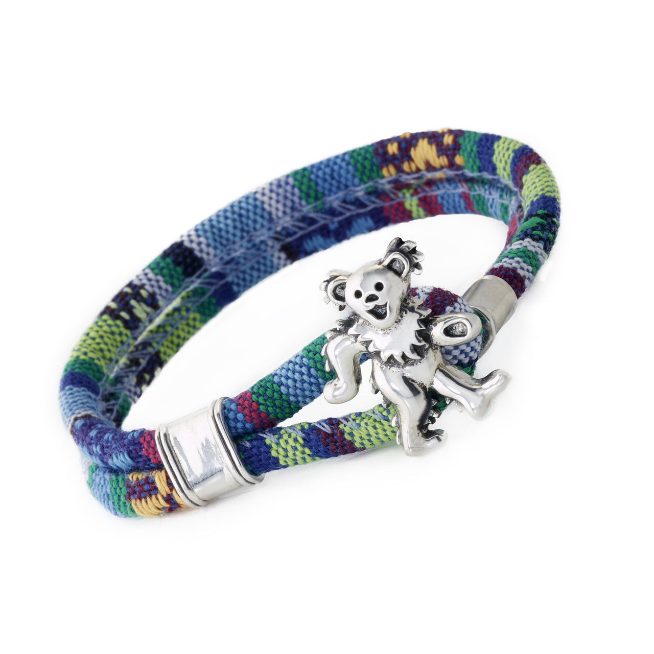 Dancing Bear Sterling Silver Cloth Rope Bracelet