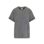 Grateful Dead 13 Pt. Bolt Rhinestone Relaxed T-Shirt - Heather Gray