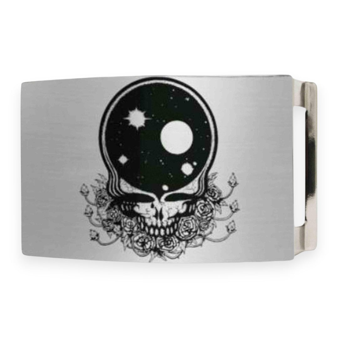 Grateful Dead Belt Buckle | Space Your Face – Brushed Silver