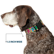 Grateful Dead Dog Collar | Rainbow Tie Dye Swirl Dancing Bears