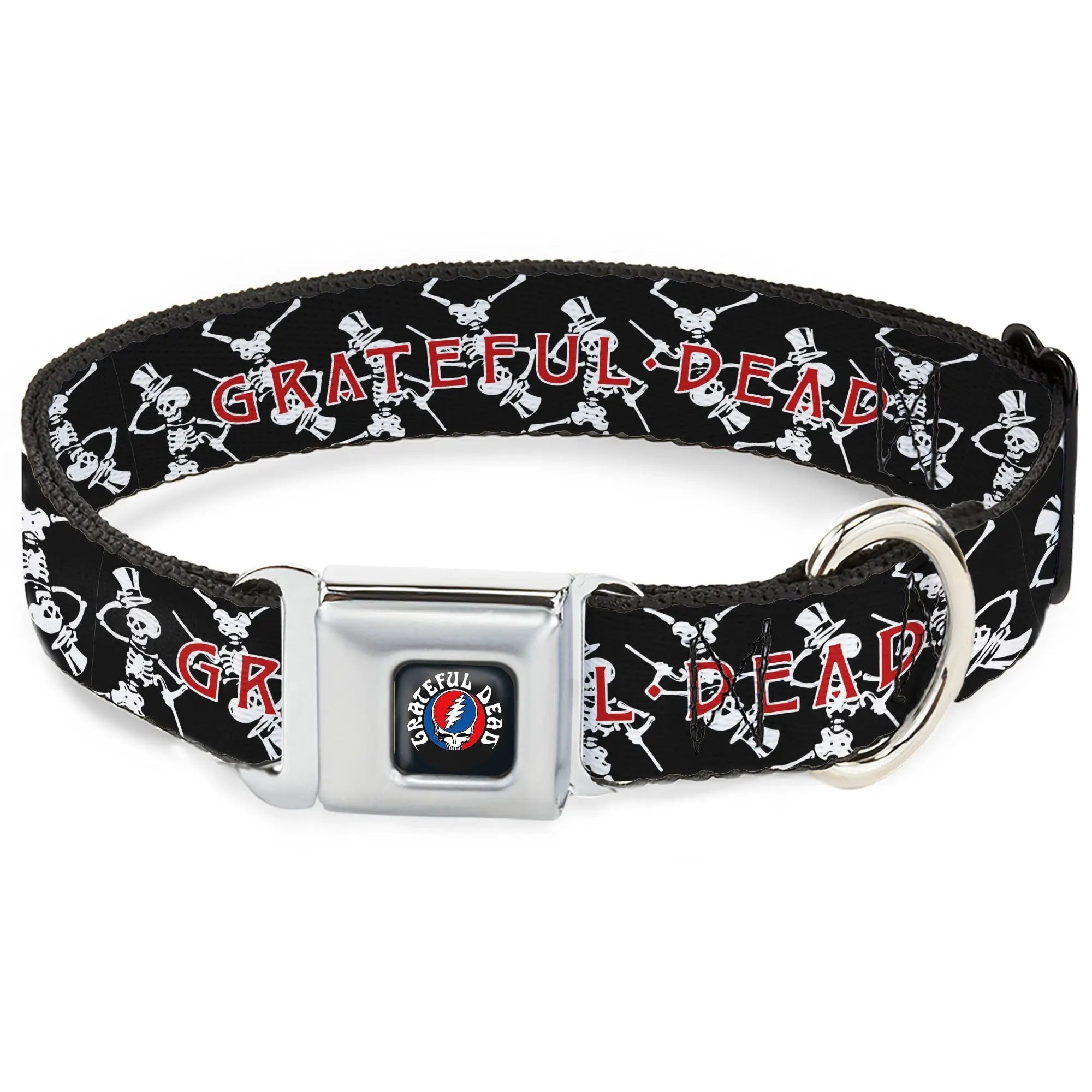 Buckle-Down Hundehalsband Aus Sicherheitsgurt-Material – Grateful Dead 'Steal Your Face' Design – 1,5 Zoll Breit, Für Halsumfang 18-32 Zoll