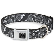 Grateful Dead Seatbelt Buckle Pet Collar | Gray Steal Your Face Stacked (Steal Your Face Buckle)