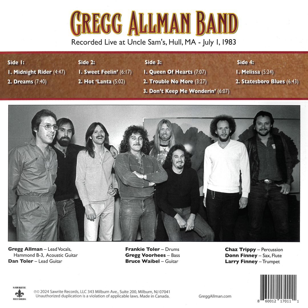 Gregg Allman Band – Uncle Sam’s (Relix-Exclusive 2-LP Orange Marble Vinyl)