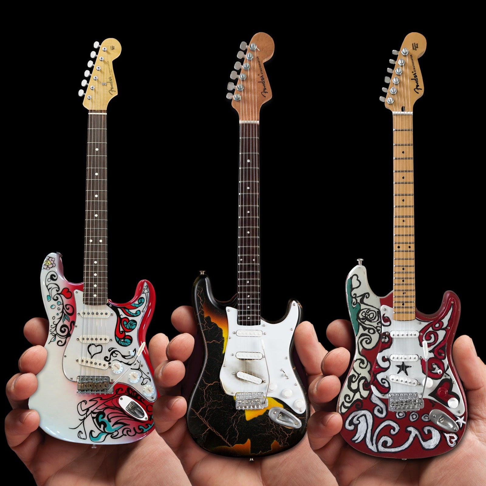 ★Custom HardRelic Stratocaster JimiHen★ Jimi Hendrix Fender Stratocaster Mini Guitars (Set of 3)