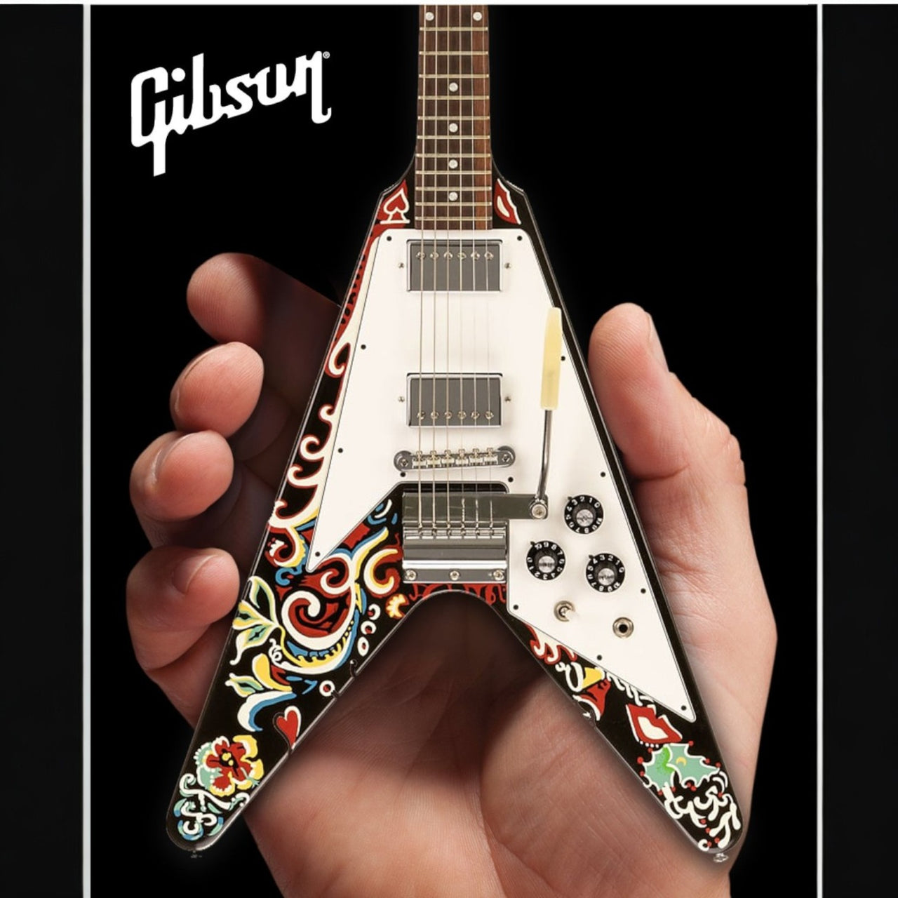 Jimi Hendrix Gibson Psychedelic Flying V Mini Guitar