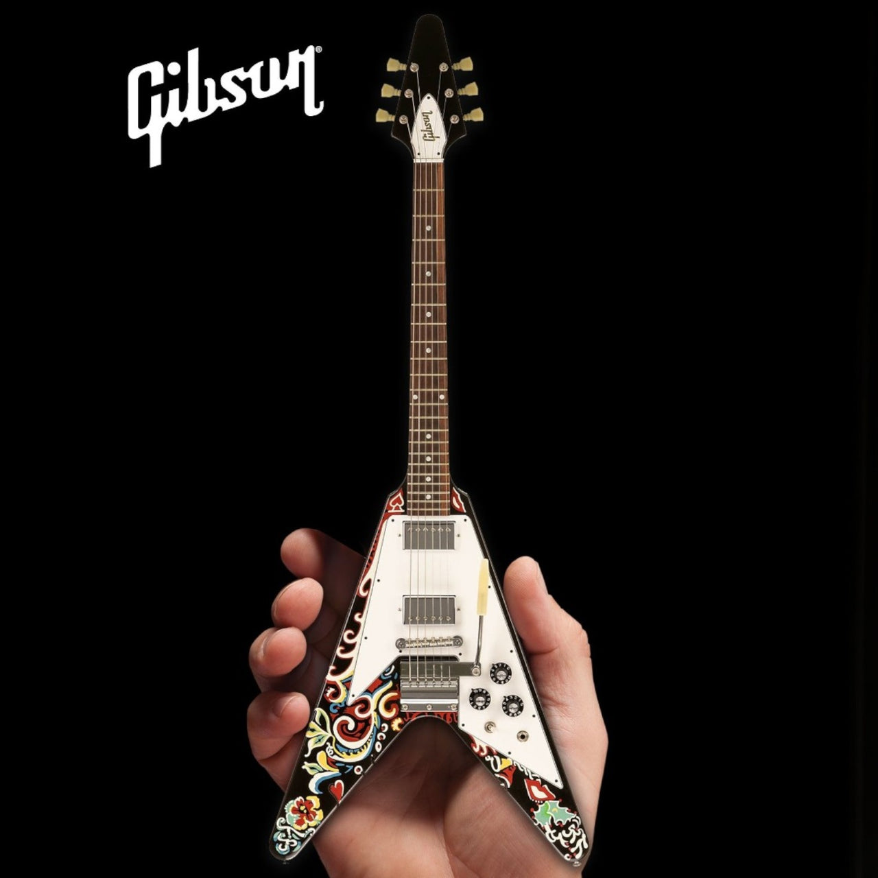 Jimi Hendrix Gibson Psychedelic Flying V Mini Guitar