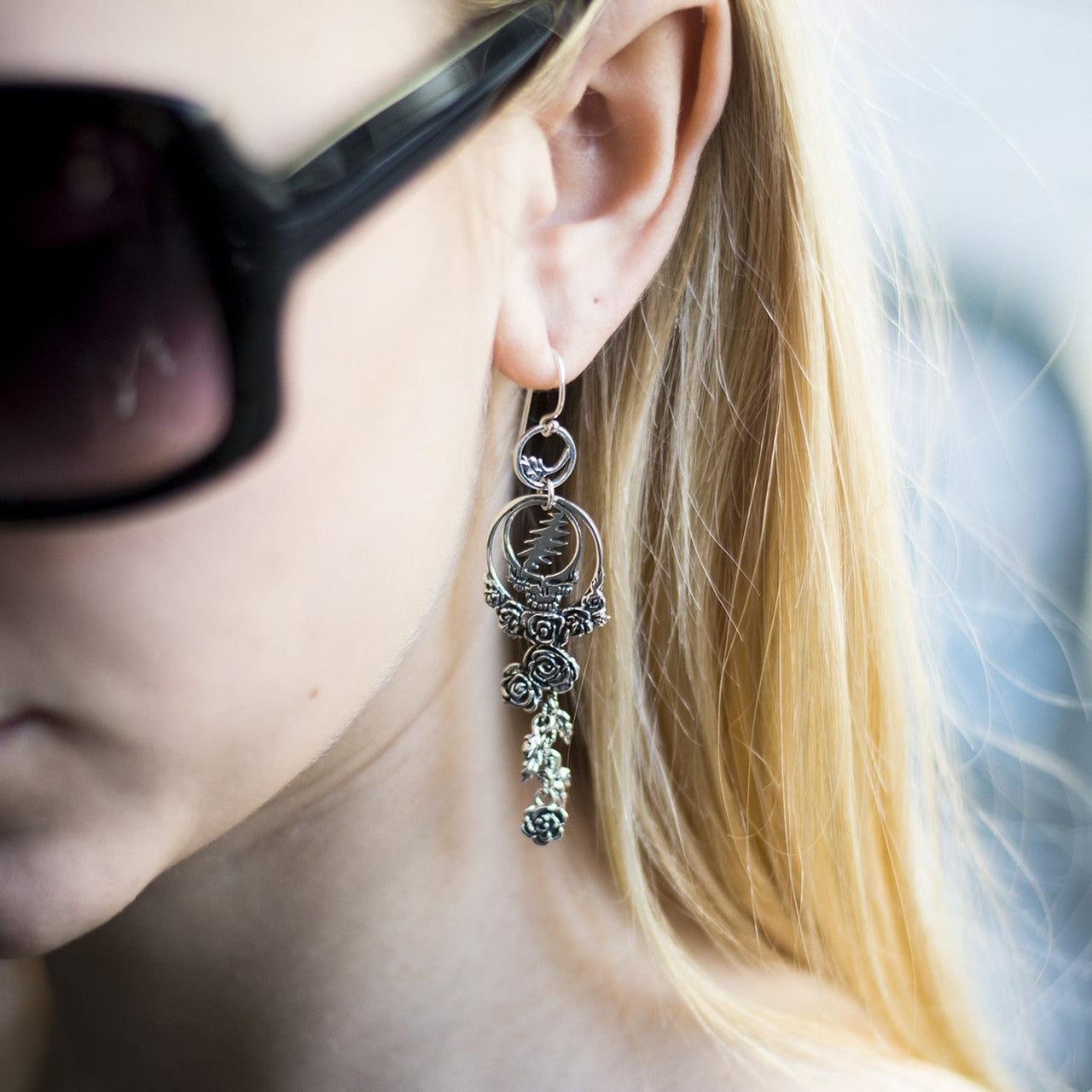 Steal Your Face Sterling Silver Drop Earring