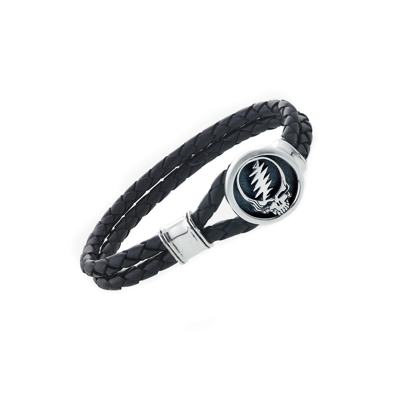 Steal Your Face Sterling Silver Leather Bracelet