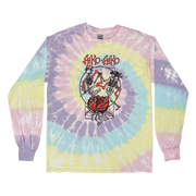 Aiko Aiko throwback long sleeve tie-dye t-shirt front view with vintage band graphic
