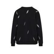Back view of Grateful Dead 13-point bolt rhinestone sweatshirt in solid black