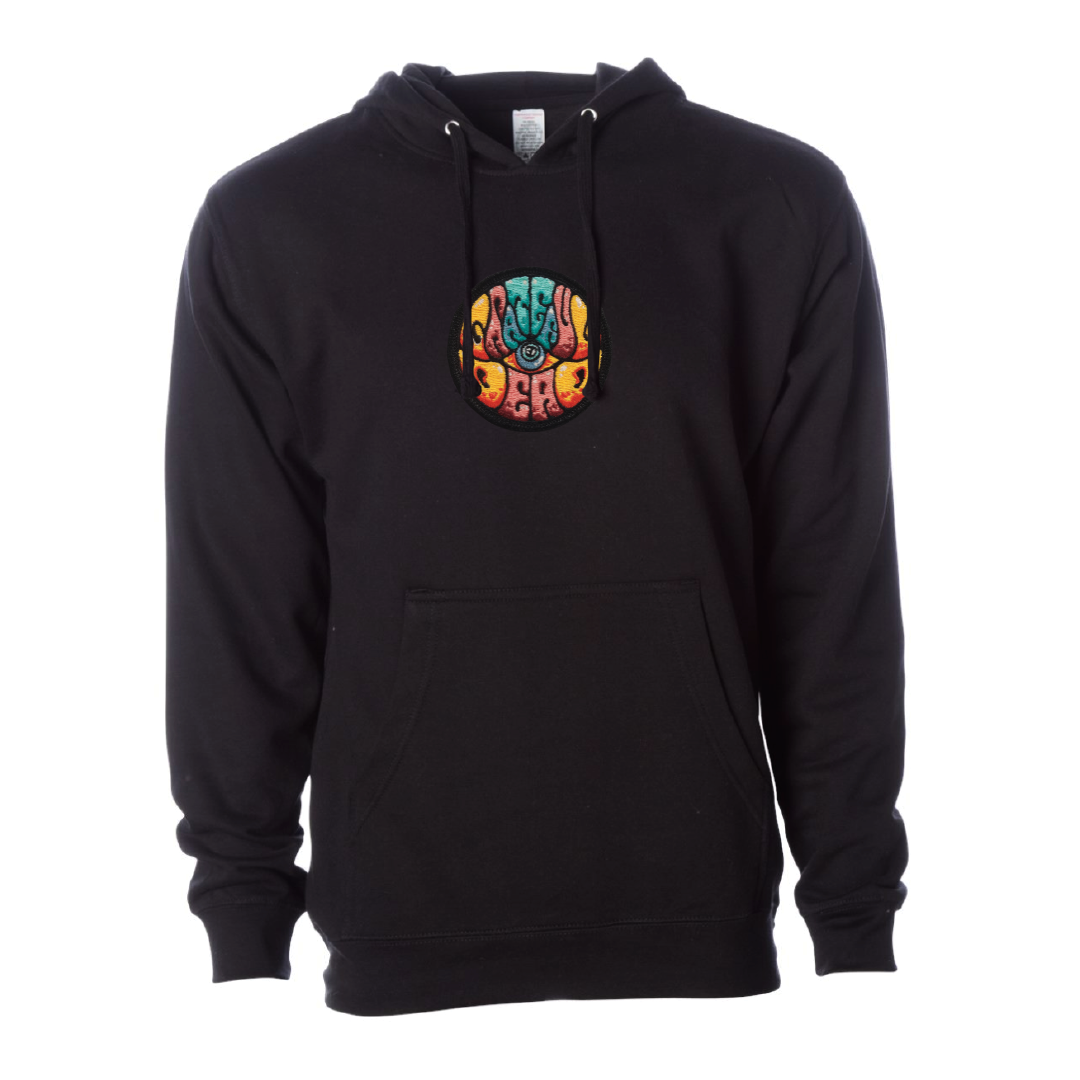 Grateful Dead hoodie designed by Drew Millward front view with detailed psychedelic artwork on chest