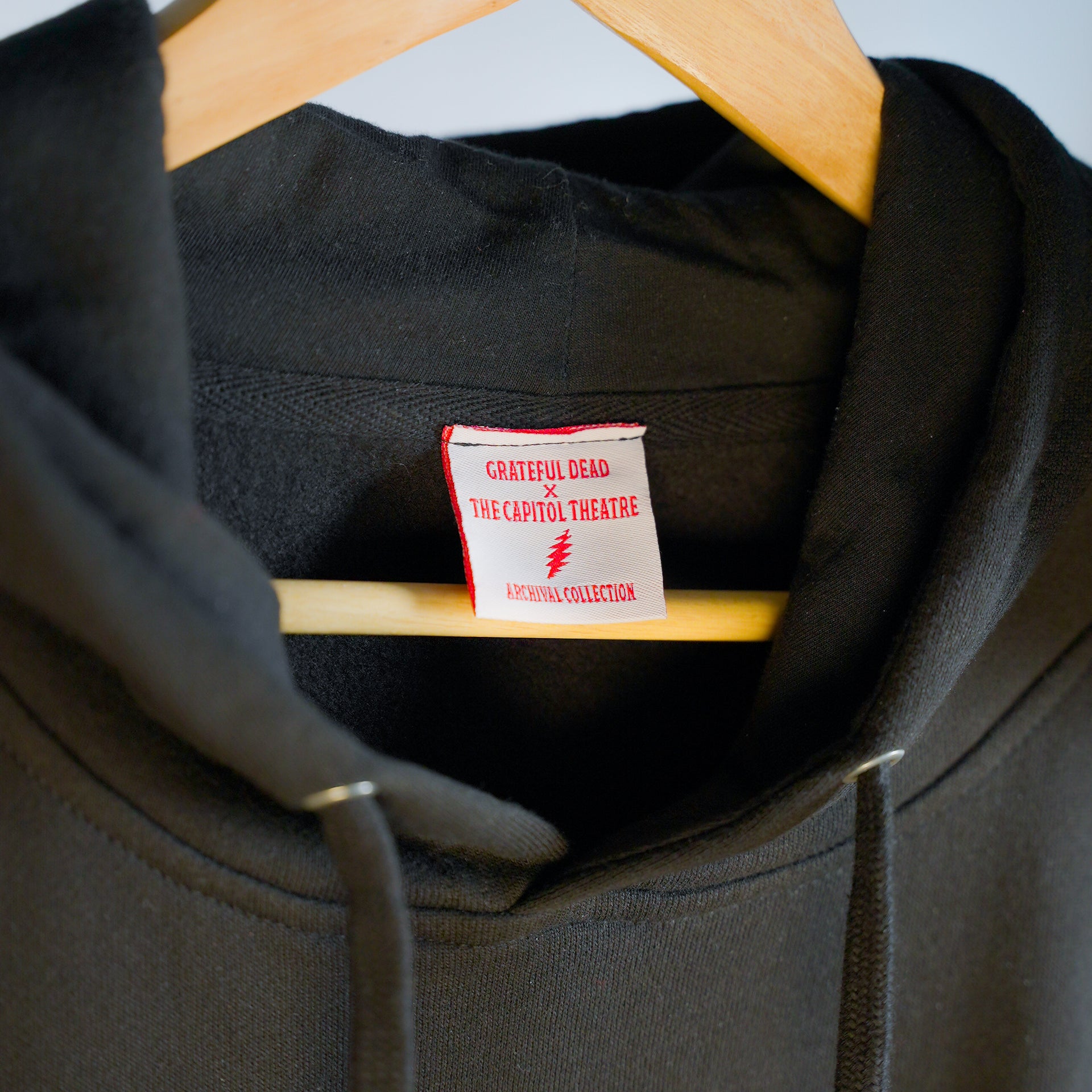 Close-up of Custom Tag for Grateful Dead x The Capitol Theatre Archival Collection