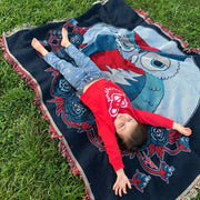 Side view of toddler wearing Grateful Dead Dancing Bear Face hoodie