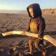 Toddler wearing Grateful Dead Scarlet Fire Steal Your Face hoodie, front view