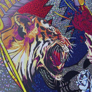 Close-up of shimmering donut foil finish and intricate illustration on Grateful Dead 11/5/1970 poster by AJ Masthay