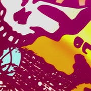 Close-up of shimmering foil highlights and colorful design elements on Phil Lesh & Friends foil poster by Darryl Norsen