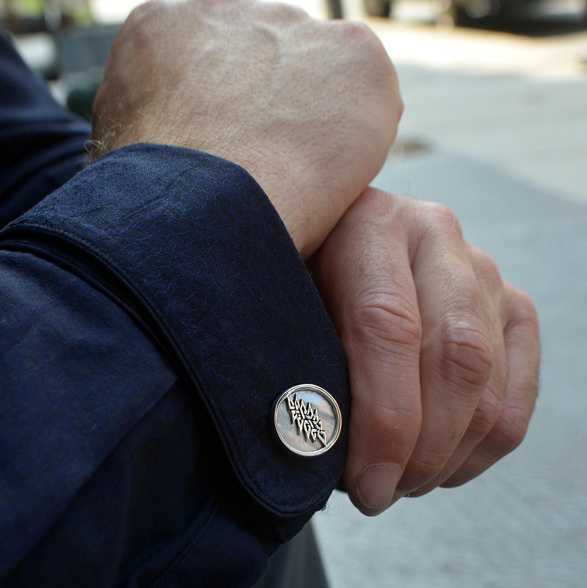 13-Point Lightning Bolt Sterling Silver Cufflink