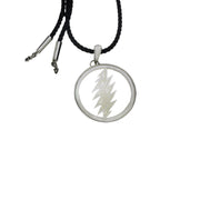 13-Point Lightning Bolt Sterling Silver Mother Of Pearl Cord Necklace