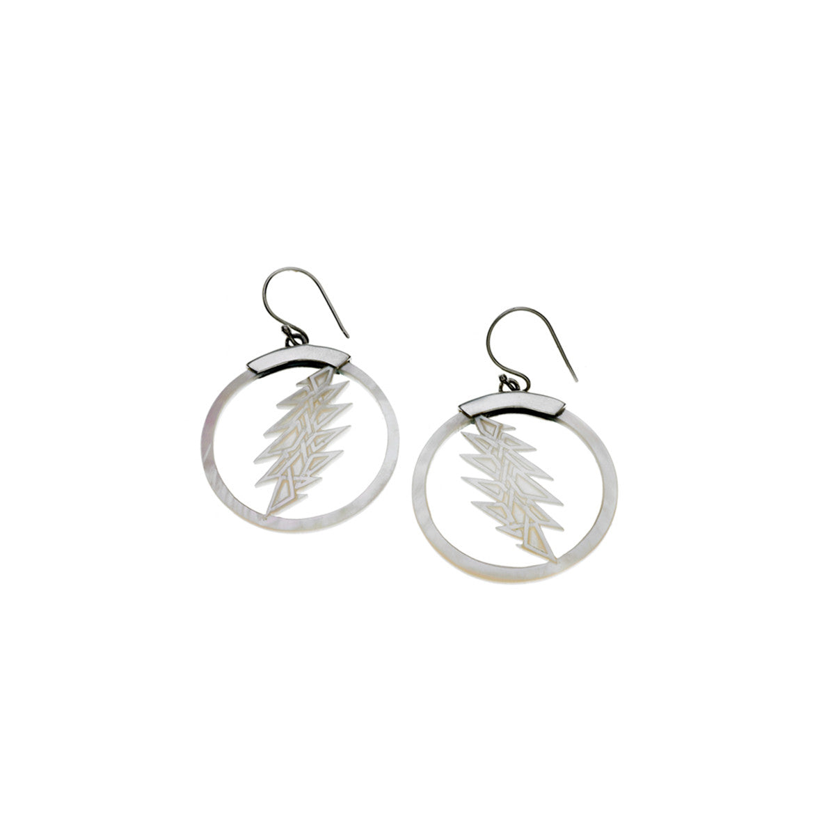 13-Point Lightning Bolt Sterling Silver Mother Of Pearl Drop Earring