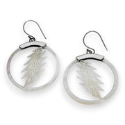 Grateful Dead Lightning Bolt Sterling Silver Mother Of Pearl Drop Earring - Front