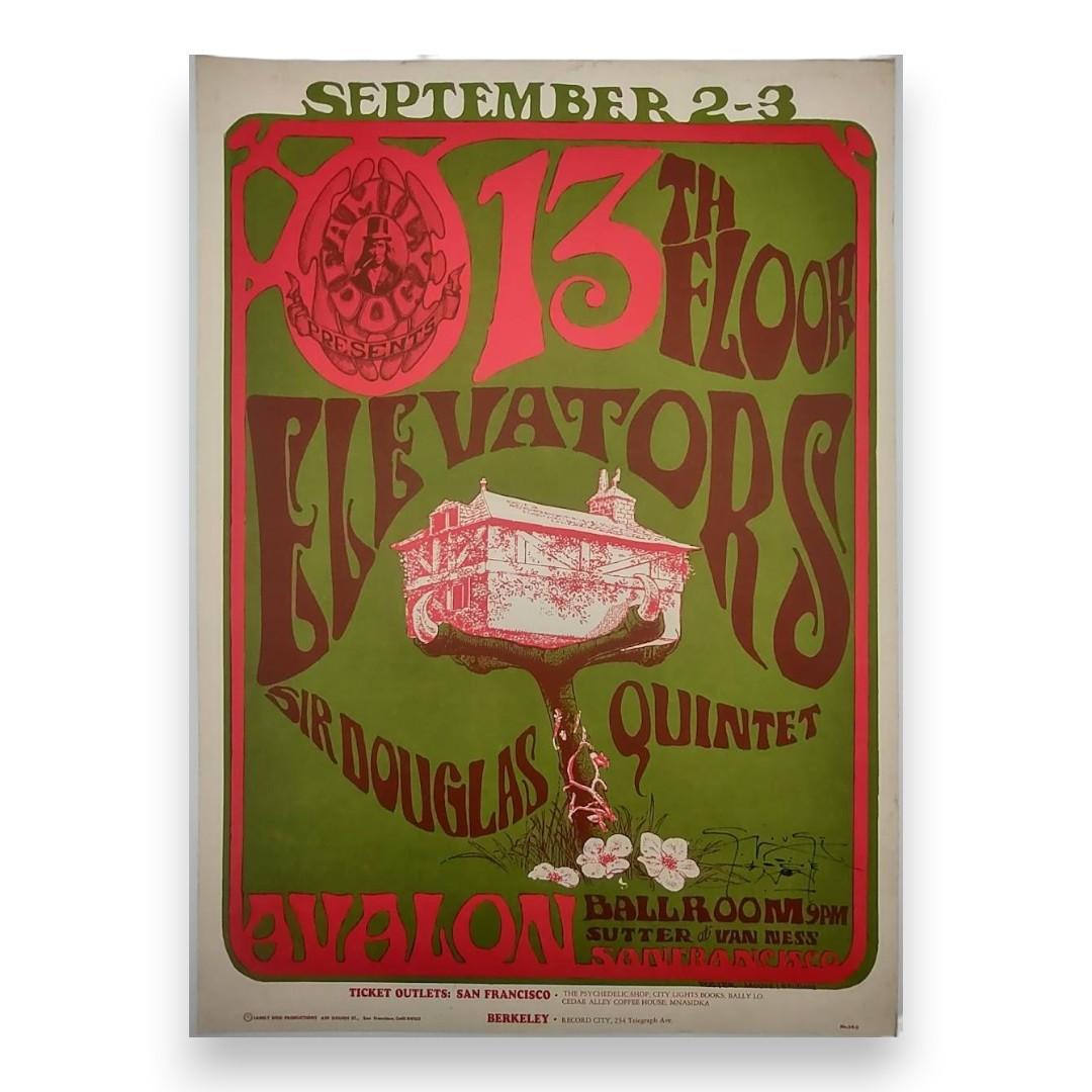 13th Floor Elevators, Sir Douglas Quintet – The Avalon Ballroom, San Francisco (Sep 2–3, 1966) by Stanley Mouse & Alton Kelley (Signed by Stanley Mouse)