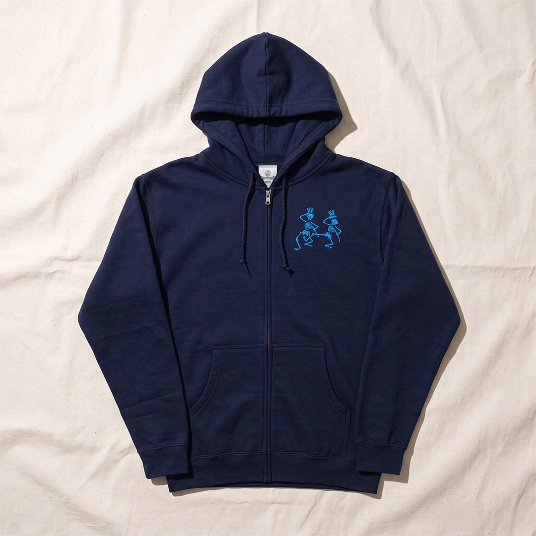 Grateful Dead Embroidered Dancing Skeletons Hoodie - Navy