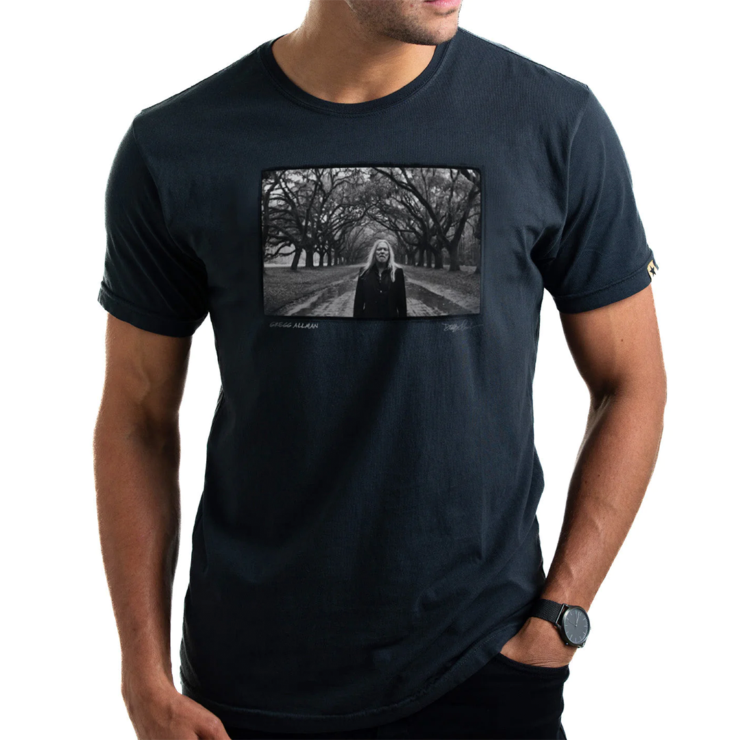 Gregg Allman Black T-Shirt (B&W) by Danny Clinch