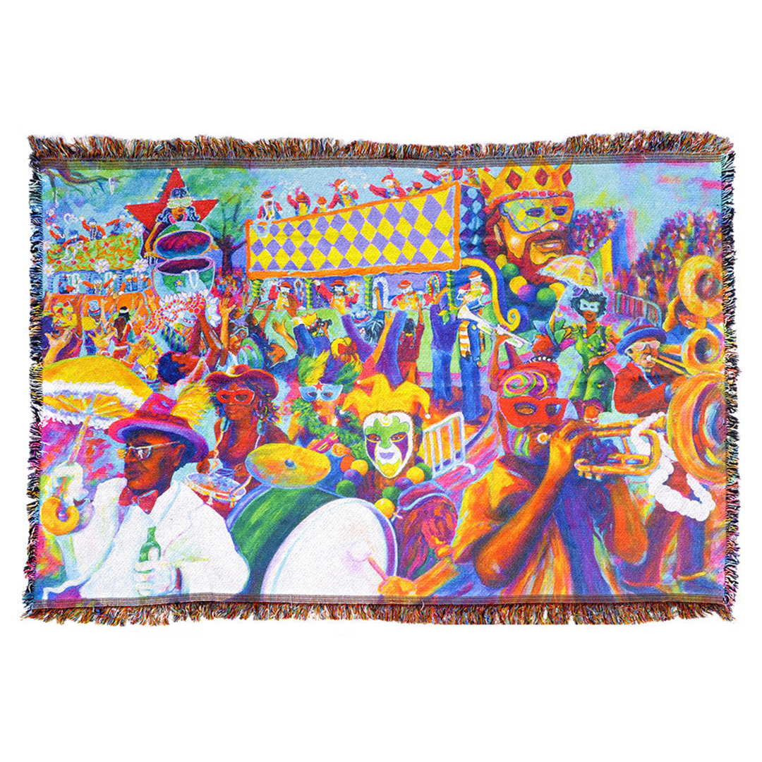 All On A Mardi Gras Day Woven Blanket by Frenchy