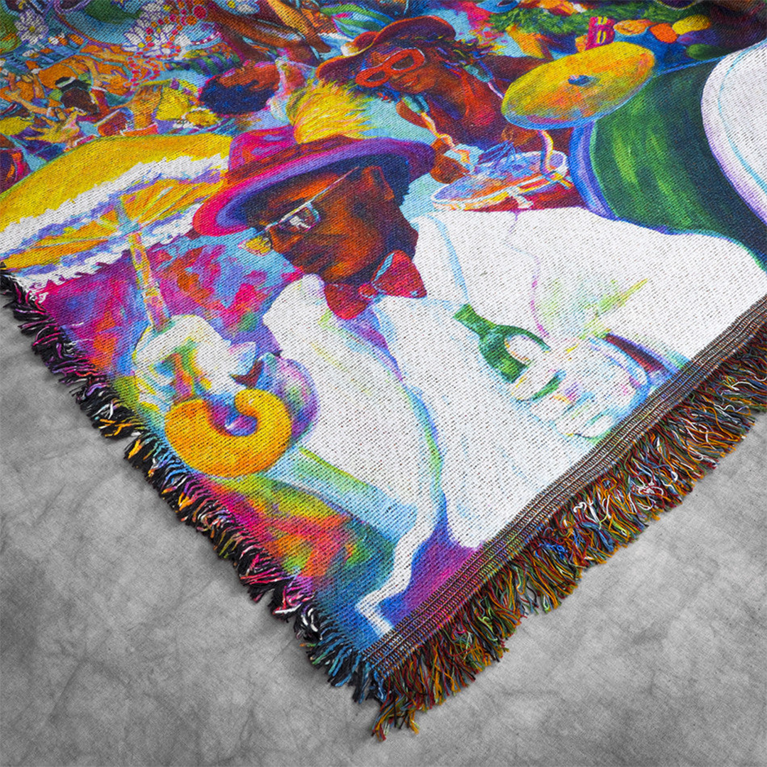 All On A Mardi Gras Day Woven Blanket by Frenchy