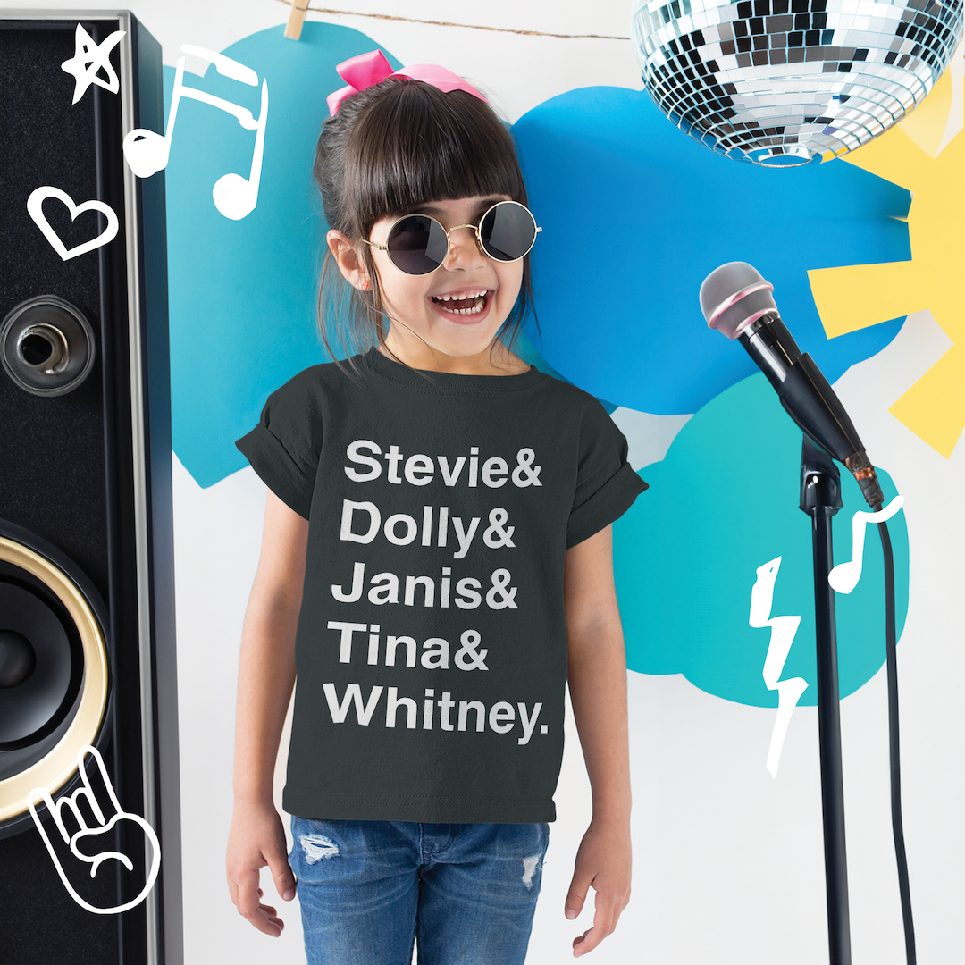 Stevie & Dolly & Janis & Tina & Whitney Toddler T-Shirt by The Rock and Roll Playhouse