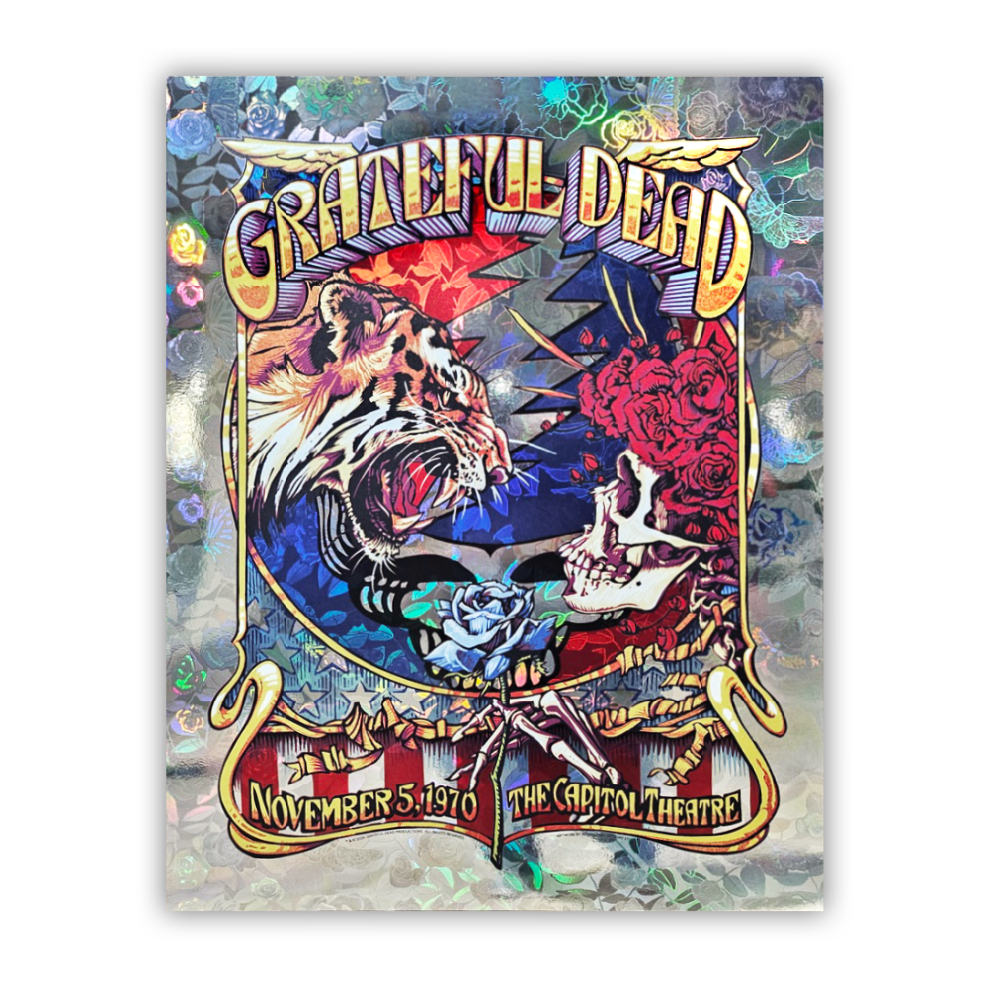 Grateful Dead (11/5/1970) Rose Garden Foil Poster by AJ Masthay