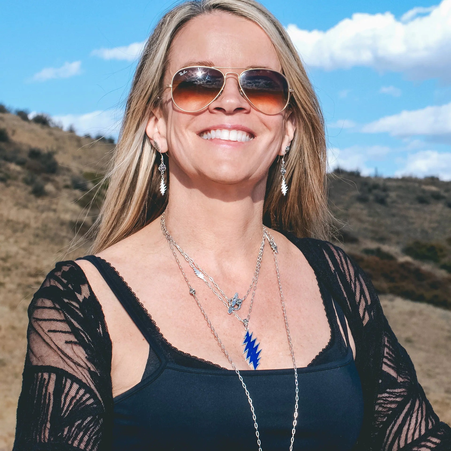 Grateful Dead Delilah Jones Earrings | Silver Hiouchi Jewels / Rose & Bolt Grateful Dead Jewelry Earrings {{Shop name}}