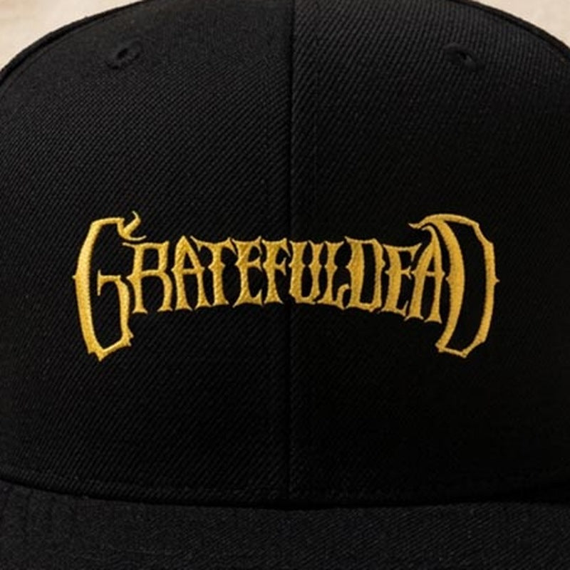 Close-up of the design on the Grateful Dead Embroidered Snapback Hat - Black
