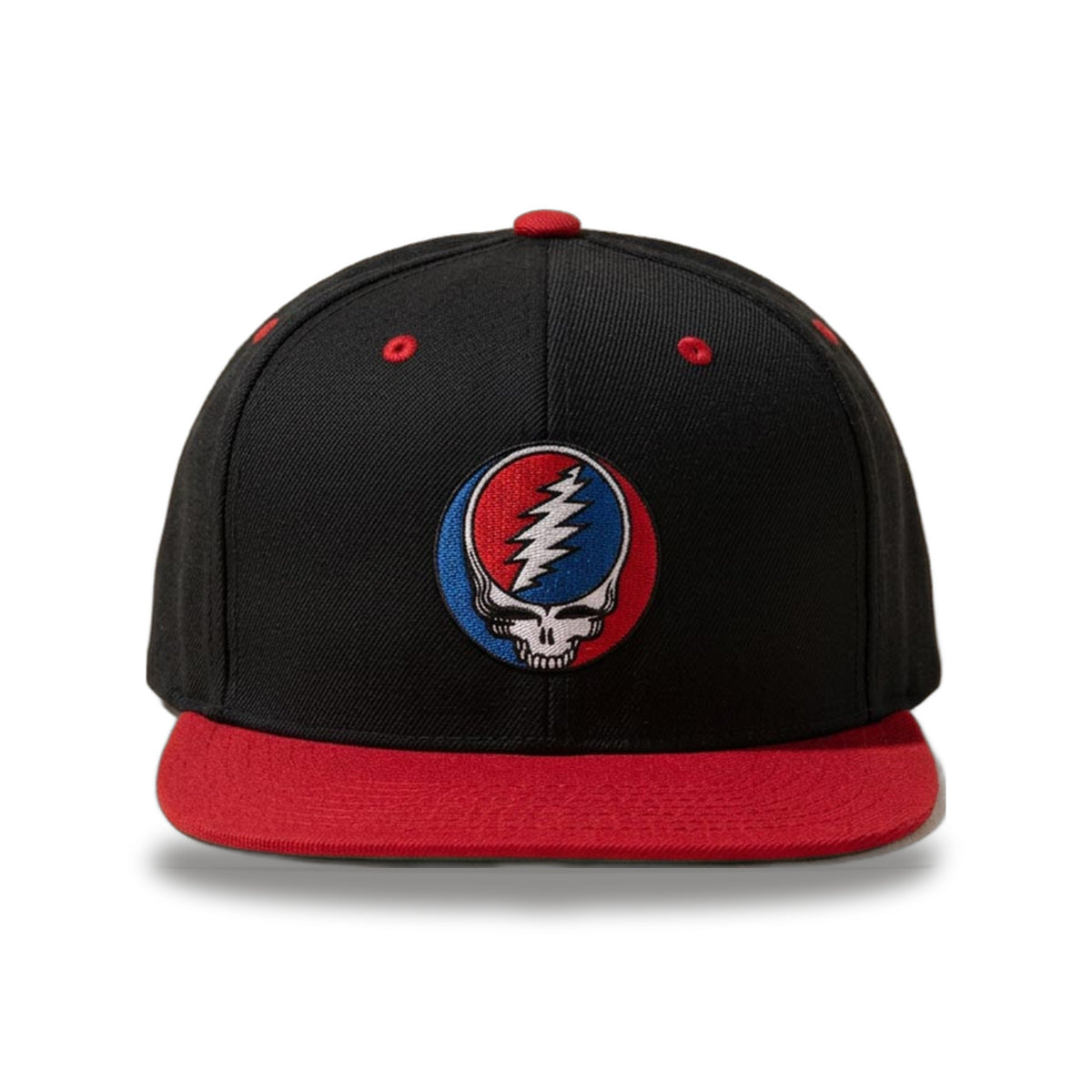 Embroidered Stealie Snapback Hat in Black/Red — Officially licensed Grateful Dead Hat from Relix