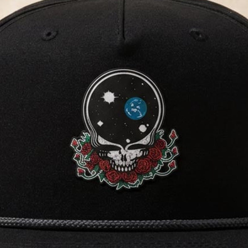 Close-up of the design on the Grateful Dead Space Your Face Rope Hat - Black