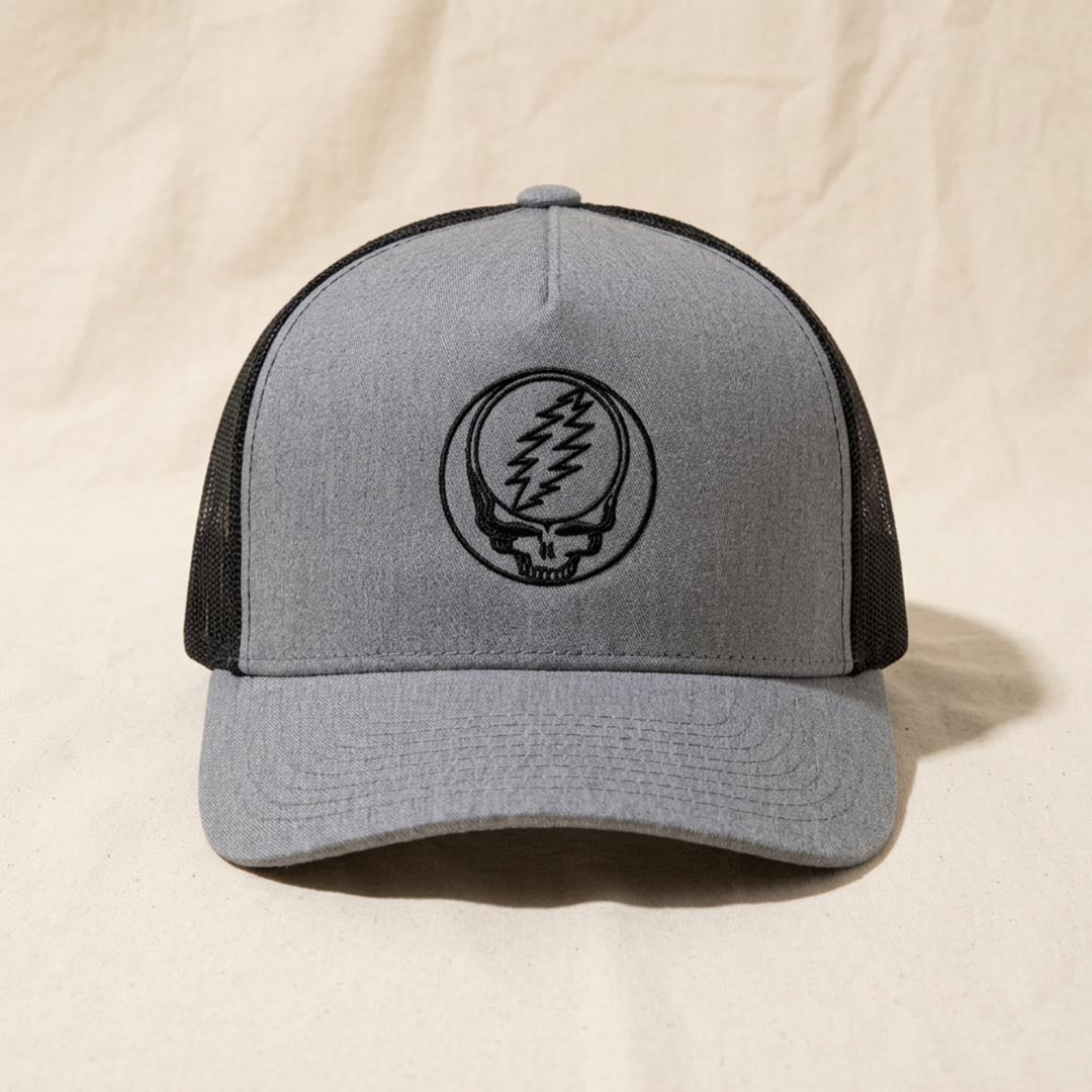 Grateful Dead Embroidered Stealie Trucker Hat - Heather Black