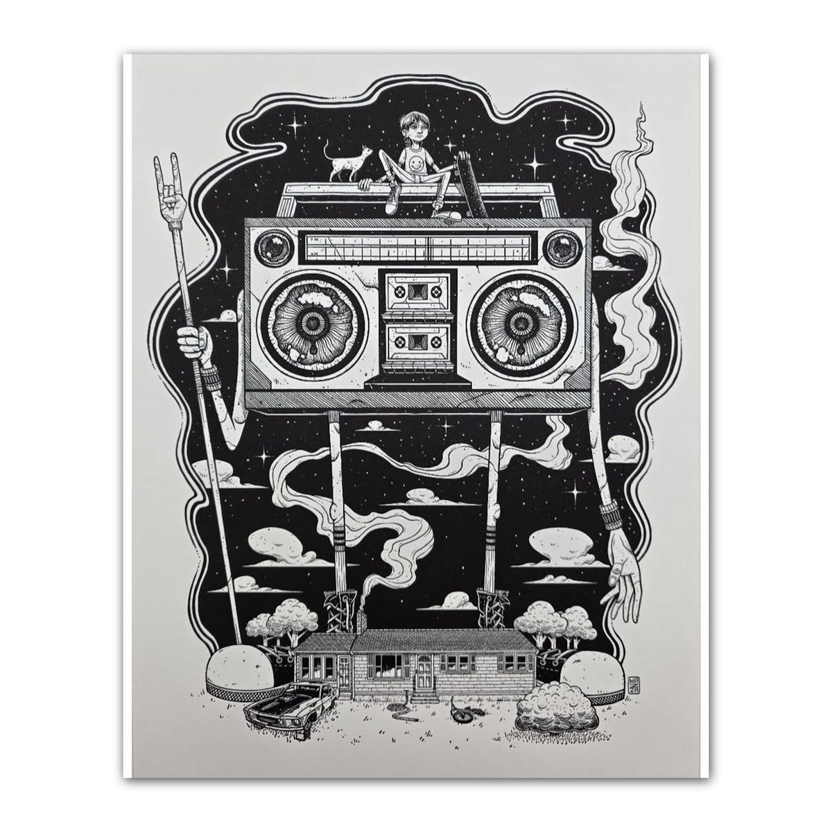 "80s Kid" Brilliant White Letterpress Print by Mazza