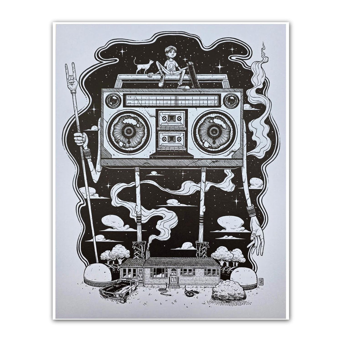 "80s Kid" Light Blue Letterpress Print by Mazza