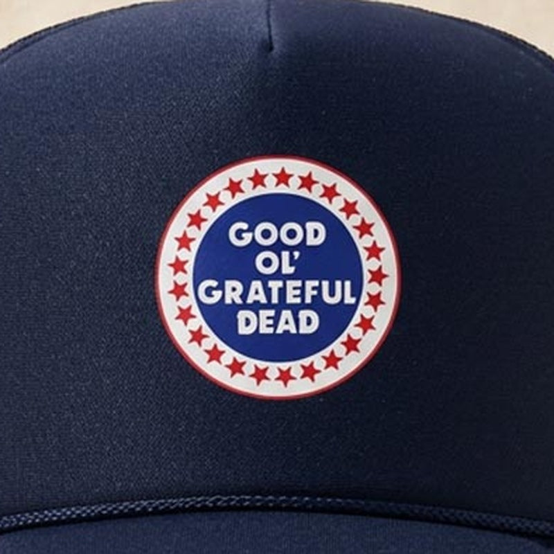 Close-up of the design on the Good Ol' Grateful Dead Foam Trucker Hat - Navy