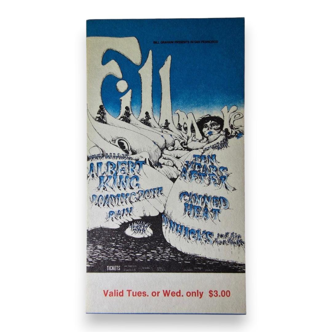 Albert King, The Loading Zone, Ten Years After, Canned Heat - June 25-26, 1968 - The Fillmore | Vintage Concert Ticket