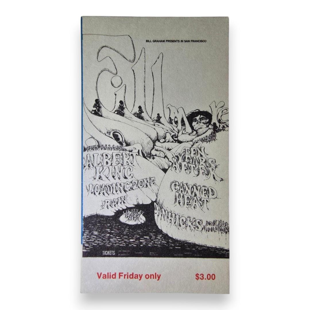 Albert King, The Loading Zone, Ten Years After, Canned Heat - June 28, 1968 - The Fillmore | Vintage Concert Ticket