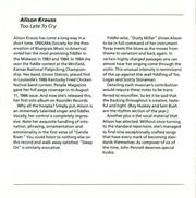 Alison Krauss – Too Late to Cry (CD) - Detail