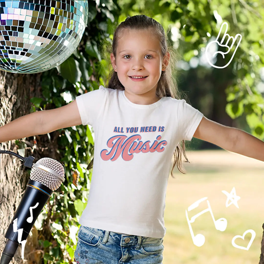 All You Need Is Music Toddler T-Shirt by The Rock and Roll Playhouse - Front