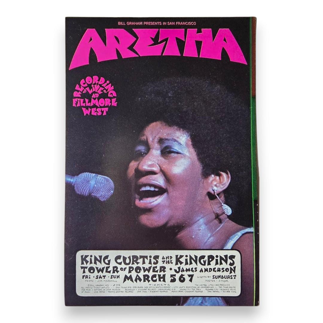 Aretha Franklin, King Curtis & The Kingpins, Tower Of Power, James Anderson, The Fillmore West by David Singer, Jim Marshall | March 5-7, 1971 | Vintage Handbill