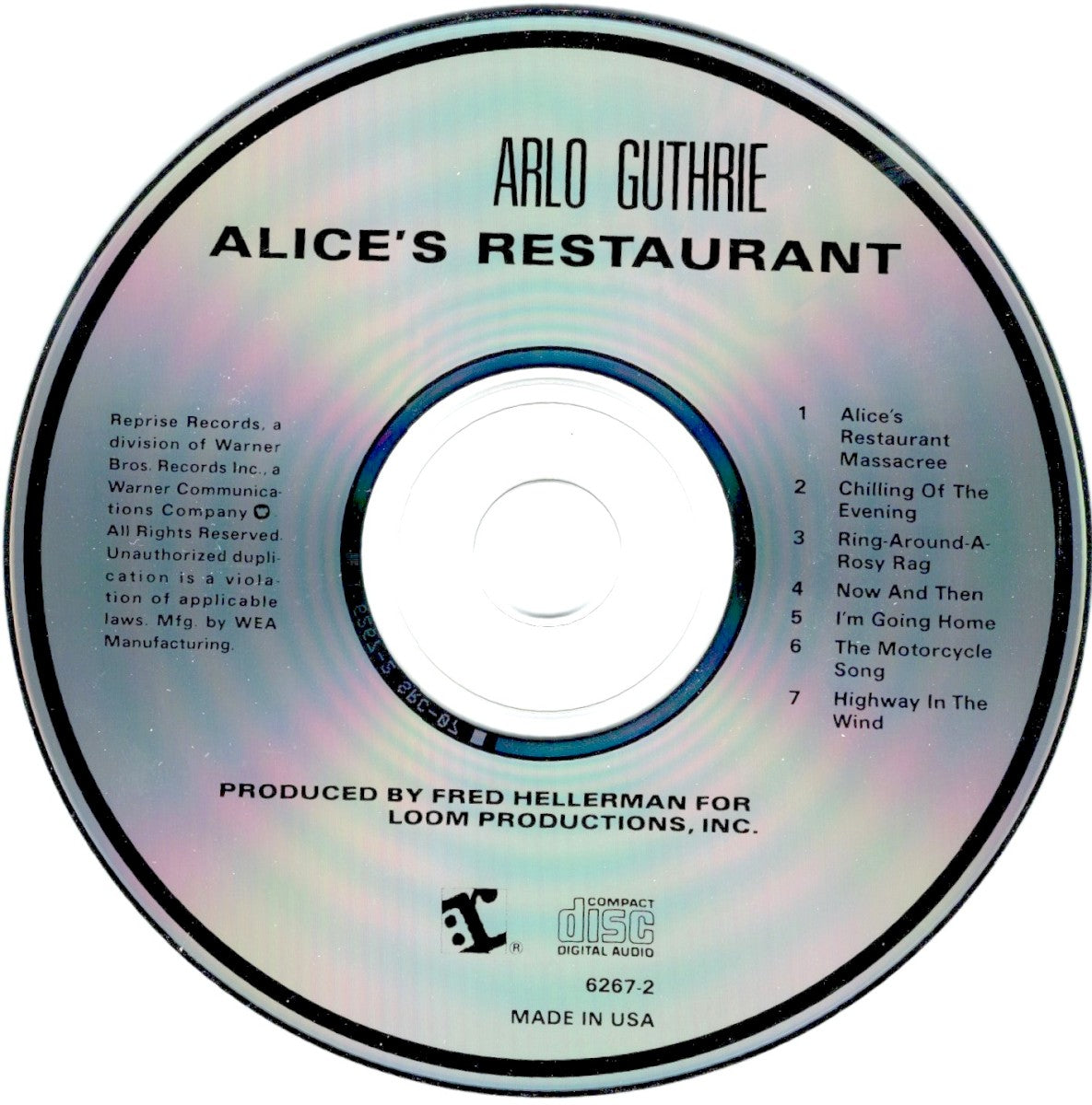 Arlo Guthrie – Alice's Restaurant (CD) - Alternate View
