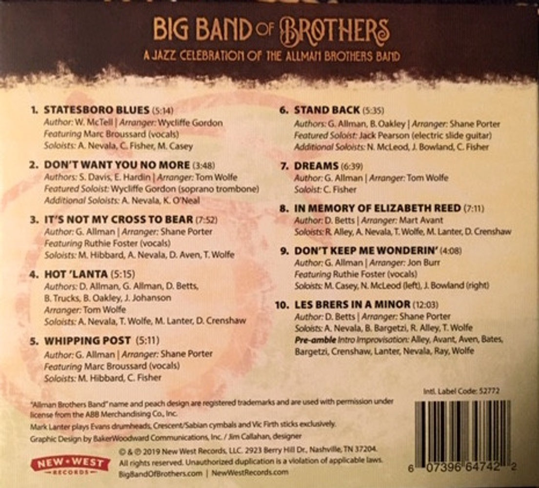 Big Band of Brothers – Jazz Celebration Of The Allman Brothers Band (CD) - Additional View