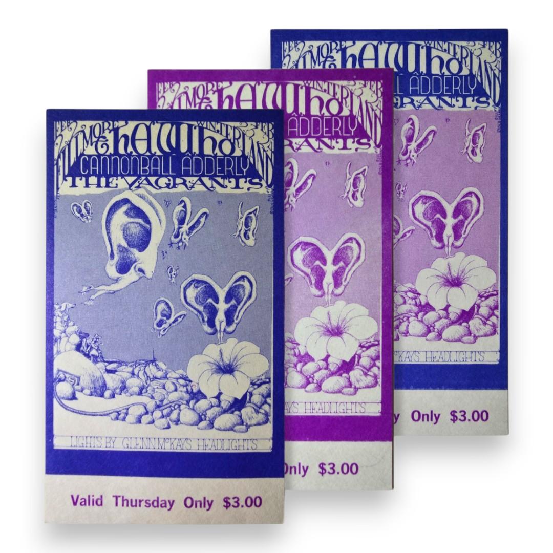 Big Brother & The Holding Co, Electric Flag, The Youngbloods - 3-Night Run - February 22-24, 1968 - The Fillmore | Vintage Ticket Bundle