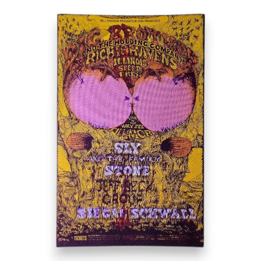 Big Brother & The Holding Co, Richie Havens, Sly & The Family Stone, Jeff Beck, The Fillmore West by Lee Conklin | July 19-21, 1968 | Vintage Postcard - Front